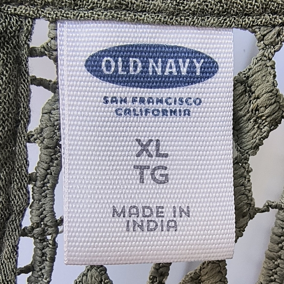 Old Navy Crochet Strap V Neck Olive Green Sleeveless Festival Shift Dress XL - Picture 2 of 7